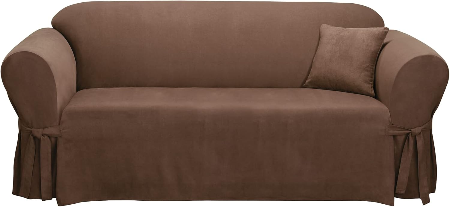 Luxurious Soft Suede Chocolate Futon Slipcover with Zipper Closure