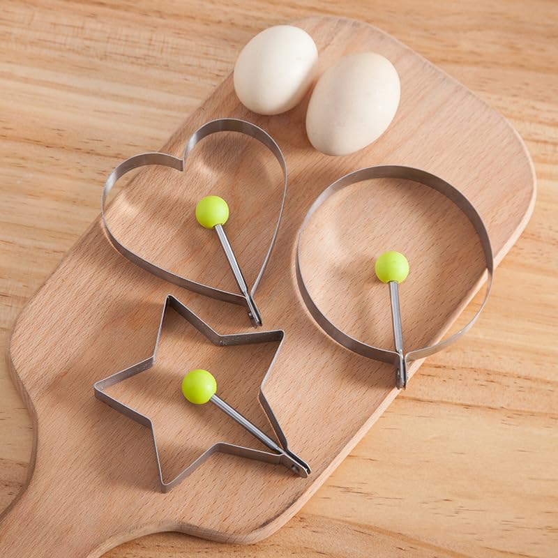 Anillos para panqueques de huevo, 5 moldes de huevo frito en estrella, redondos, corazón de diferentes formas, herramientas de cocina de acero inoxidable, accesorios de cocina, anillos de artilugio, 5