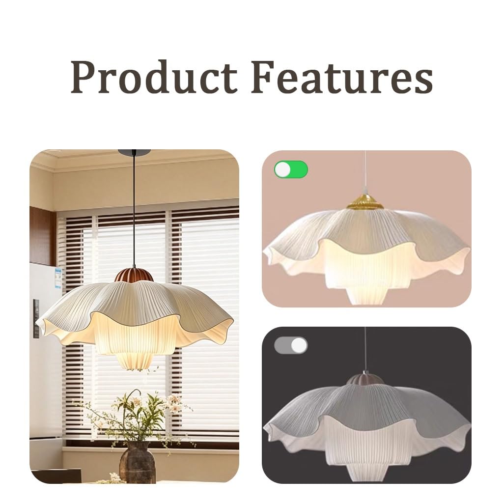 Lampadario in stile vintage francese Lampada a sospensione per camera da letto in stile nordico Plafoniera in tessuto in Mid century Altezza regolabile E27 da letto e sale da pranzo bar