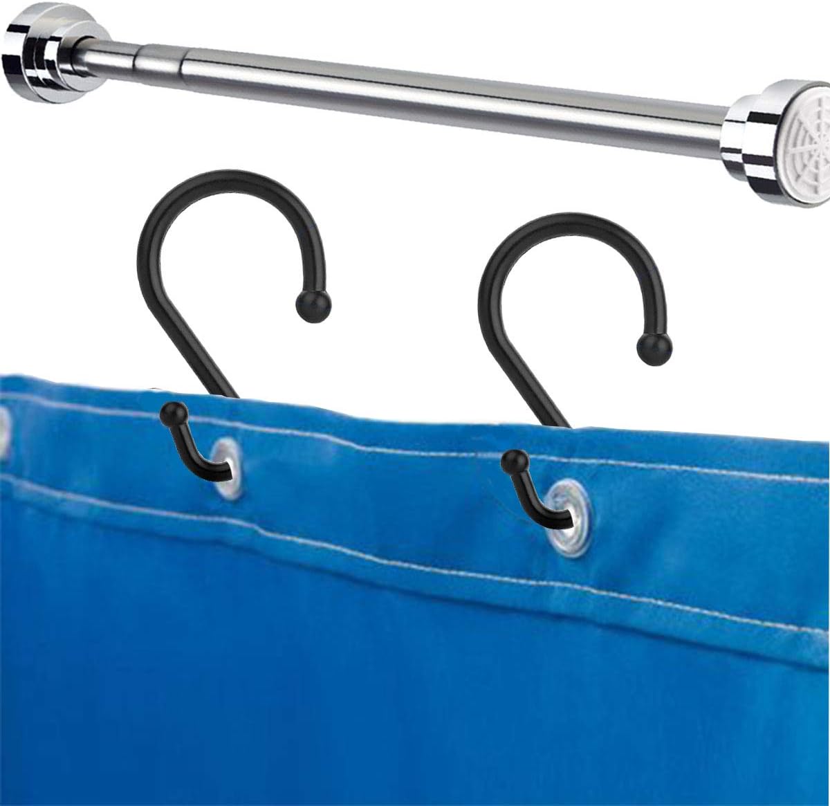 Shower Curtain Hooks，Set of 12 Rings，Rust Resistant S Shaped Hooks Hangers for Shower Curtains, Clothing, Kitchen Utensils,Towels, etc.