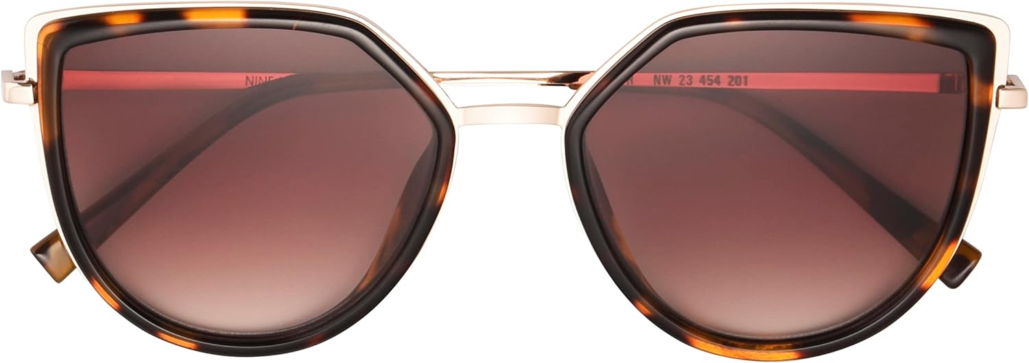 Nine West Women's Kaia Sunglasses, Shiny Tortoise and Light Gold