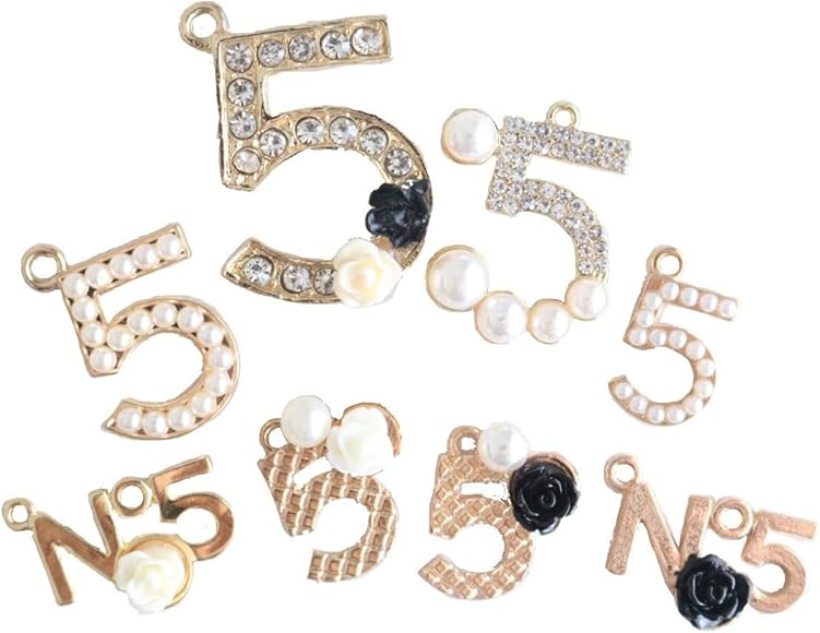 Amazon.co.jp: 【ハンドメイド素材店】数字の5 5番 パール No.5 