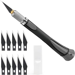 NEWISHTOOL Precision Knife Craft Hobby Knife Set with 10 PCS Black Razor Blades for Art, Utility Cutter for Wood Crafting, Working Stencil, Scrapbooking, Architecture Modeling,Pumpkin Cutting