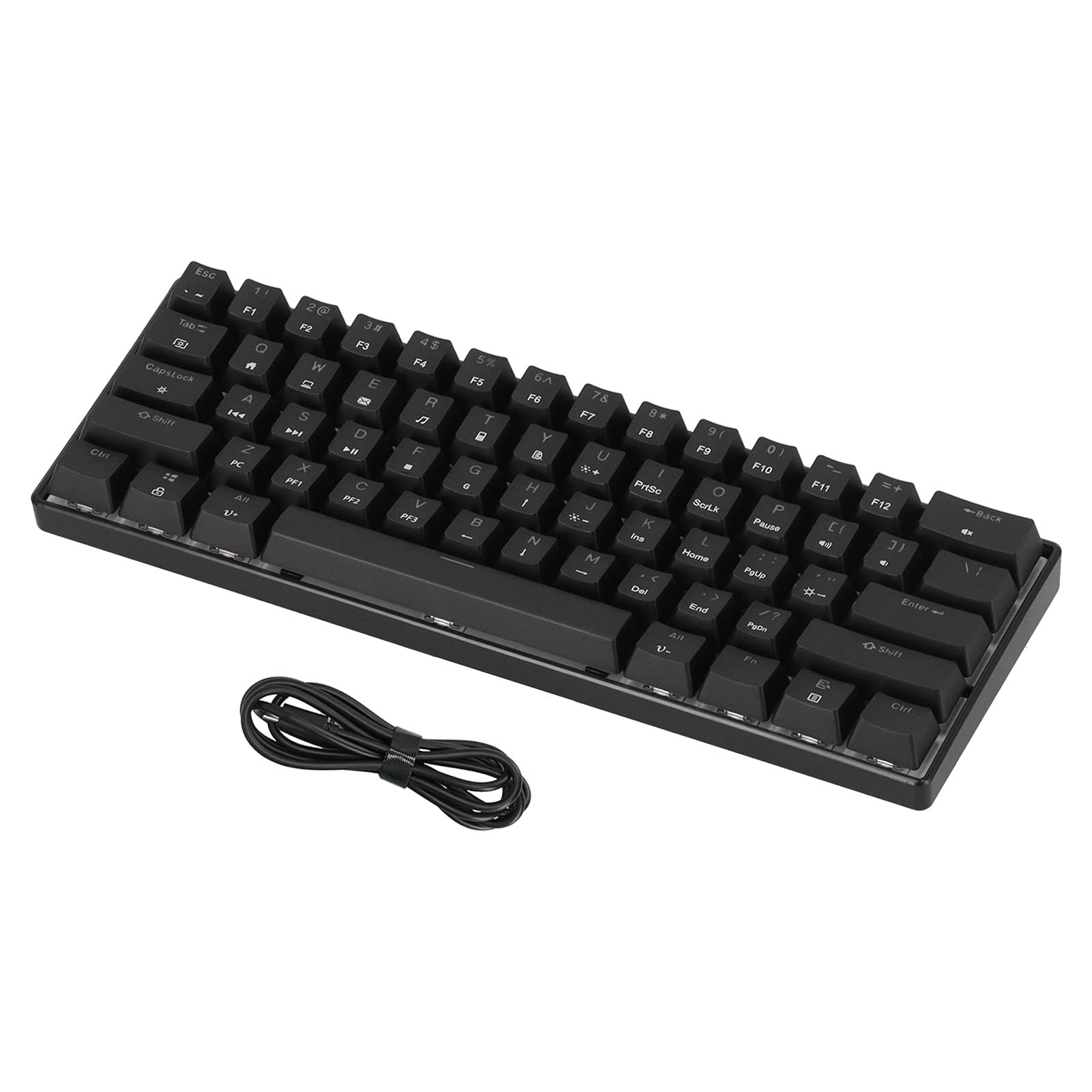 Tastiera Meccanica Mini Tastiera da Gioco RGB N-Key Rollover 61 Tasti per Computer, Design Ergonomico Ad Altezza Mobile, Plug and Play, per Appassionati di Giochi per PC