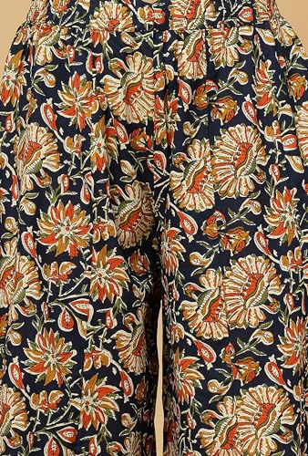 Image of Pistaa's Women's Regular Fit High Rise Pure Cotton Big Flair Printed Regular Palazzo