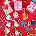 FiGoal 30 Pack Valentine's Day Keychain in 30 Designs Dinosaur Unicorn Key Chains with 30 Valentine's Day Boxes Kids Classroom Prize Student Toy Present Party Favor Goodie Bag