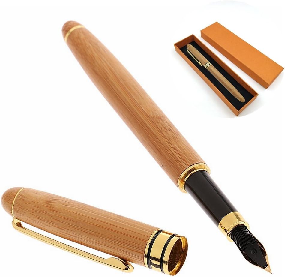 Amazon 万年筆 ペン り竹製 天然 特殊ペン先 0 5mm ビジネスギフト 細字 高級 赠答用ケースが付く 万年筆 文房具 オフィス用品