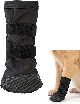 Dog Boots for Injured Paws Waterproof, Protective Paw Covers for Walking and Recovery, Non-Slip Sole for Wet Conditions, One Piece Included Black