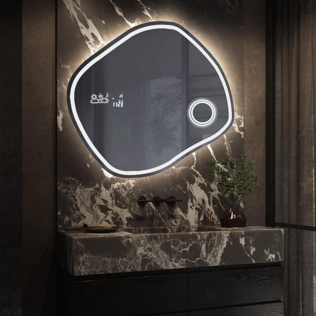 A ARTFORMA decorativi Specchio LED da parete forme particolari 74x64 cm | su Misura | moderno specchi con illuminazione, retroilluminato | ROM221