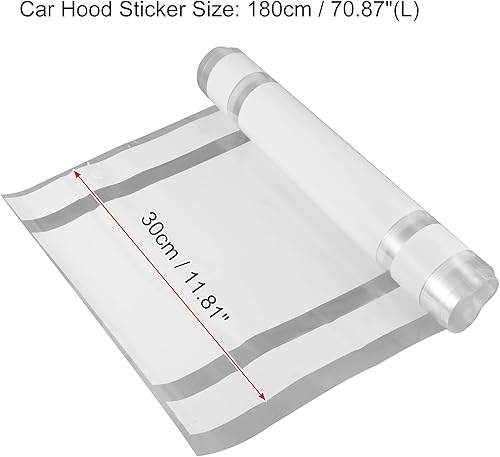 Miniatura 3 de X AUTOHAUX 30cmx180cm Adhesivo de Patrón de Rayas para Capó de Coche, Decoración de Vinilo para Exterior de Coche, Blanco para Capó, Techo,
