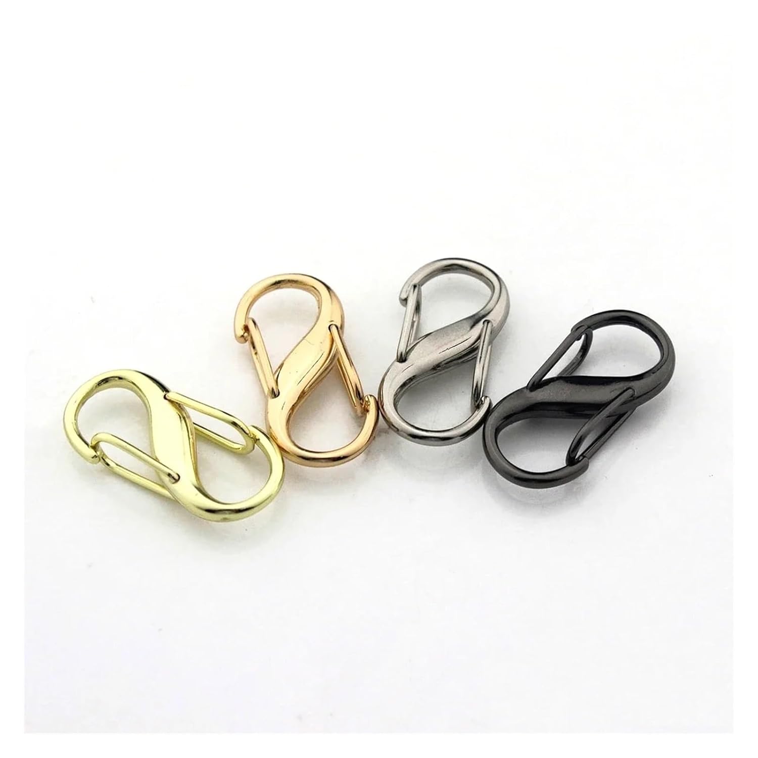 20 Pcs S-Shaped Double-Buckle Key Ring Snap Trigger Hooks(Light Gold)