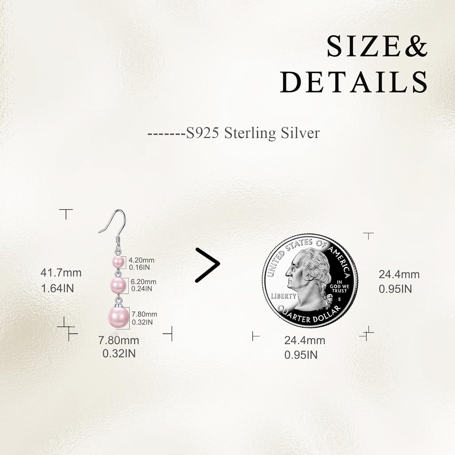 925 Sterling Silver Pearl Dangle Earrings Three Pearls Drop Jewelry Birthday Gifts for Women