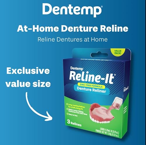 Dentemp Denture Reline Kit Value Pack - Advanced Formula Reline It Denture Reliner - Denture Kit to Refit and Tighten Dentures for Both Upper & Lower Denture (2 Pack (6 Relines))