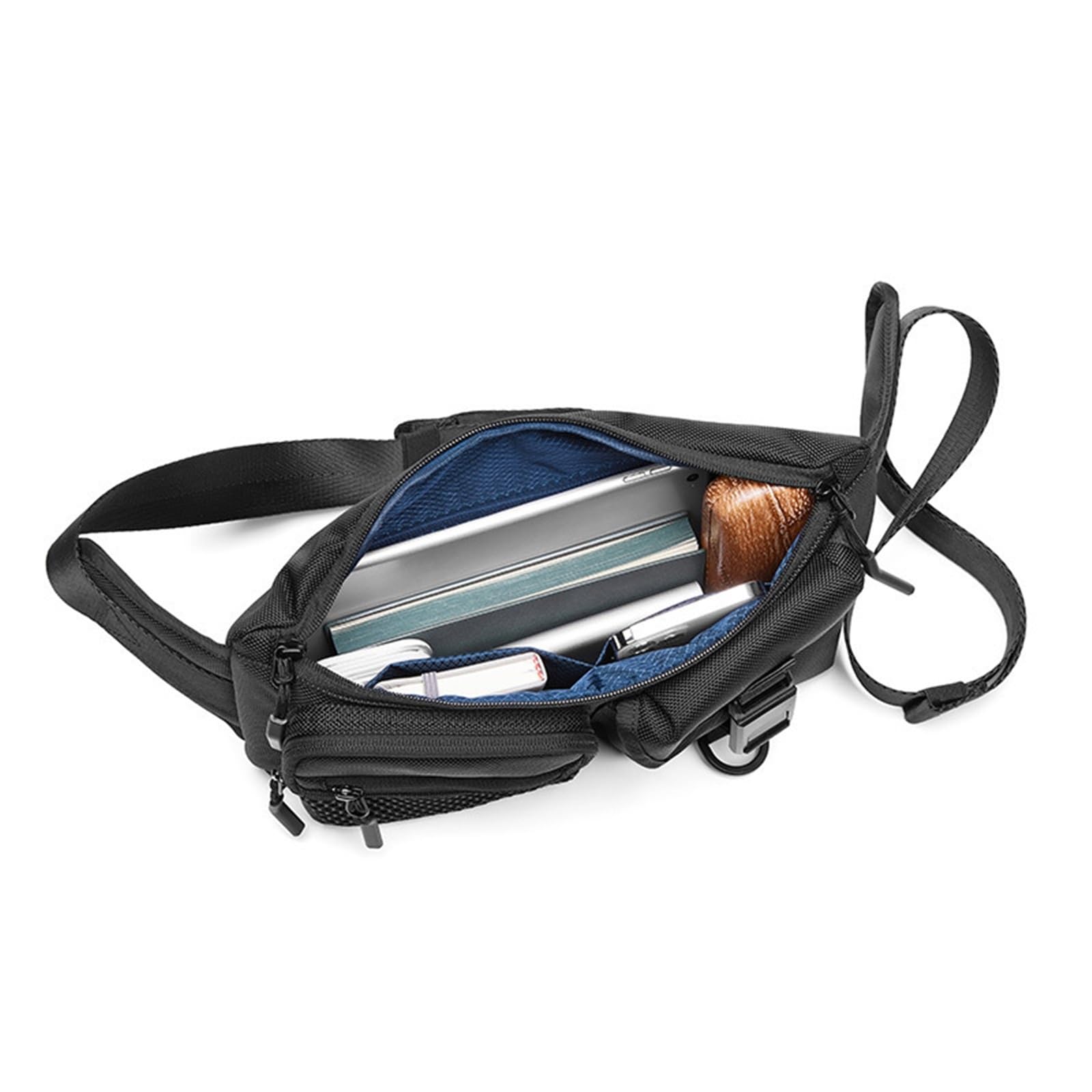 Sportowa wodoodporna torba na klatkę piersiową Oxford – mała torba na talię crossbody w japońskim stylu dla par, Czarny, One Size, Jeden styl