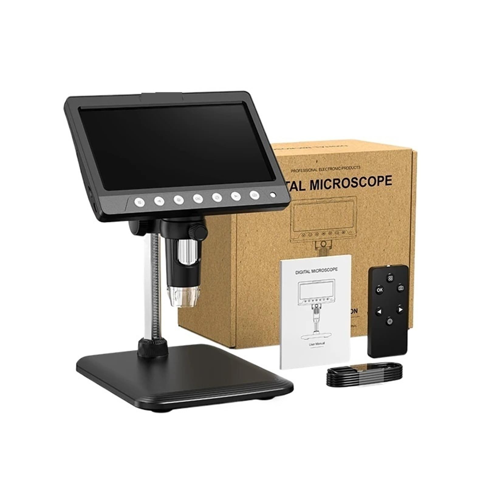Microscopio digital, Telescopio digital for monedas IPS de 7 pulgadas, cámara ultraprecisa de 5 MP y 1200X, videoscopio de 1080P, 8 luces LED for circuito de monedas Para reparación de aparatos electr