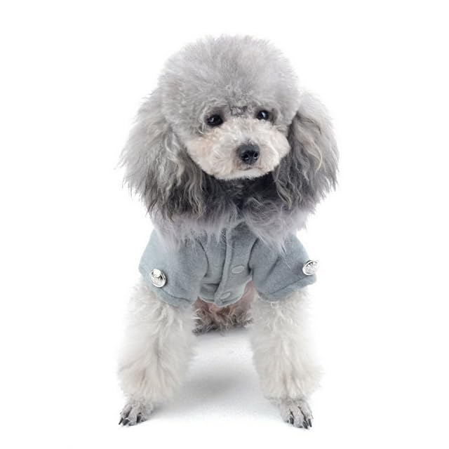 Foto 4 de 8 de Ropa para Mascotas, Gatos y Perros, de Lana Europea, Cuello de Piel sintética, Abrigo para Perros pequeños