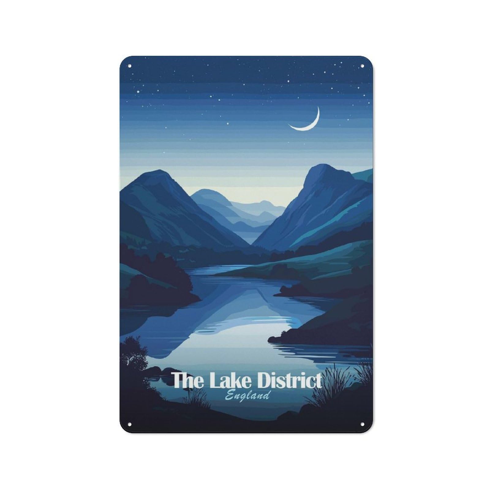 Junmoney Style-22 For Lounge Or Reading Corner, Lake District Night Vintage Metal Sign 30X20cm, For Collectors Decorating Lounges And Reading Corners