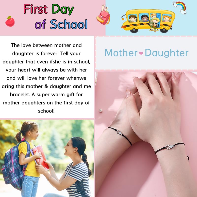 First Day of Kindergarten Bracelet Mommy and Me Back To School Matching Mother Daughter Bracelet First Day of Prek 1st Grade Gift2