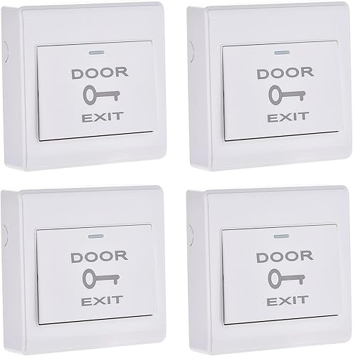 Miniatura 1 de uxcell Interruptor de liberación de botón de salida para puerta Sistema de control de acceso Panel de PC 3.386 inx3.386 in 12V 3A Blanco 4 unids