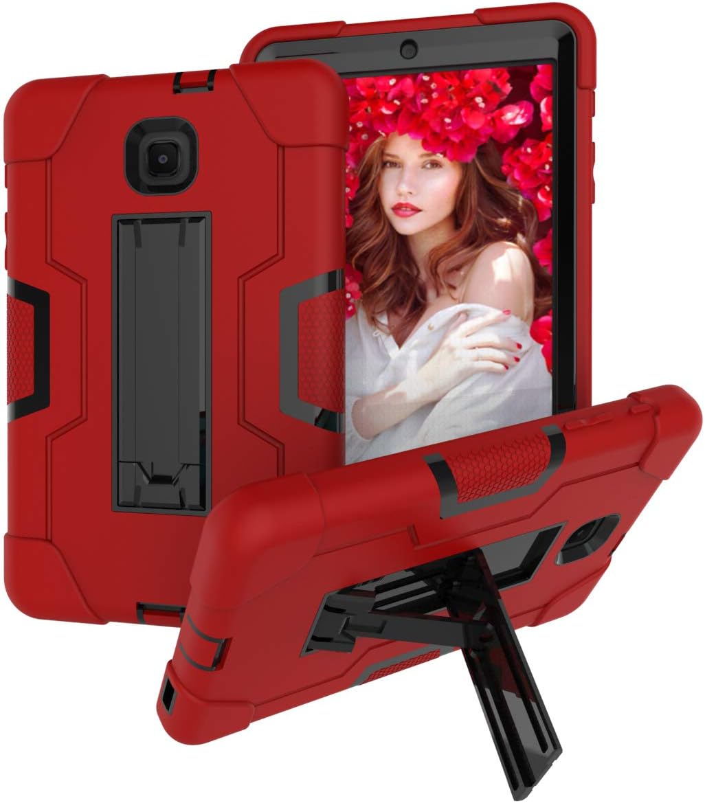Galaxy Tab A 8.0 case 2018, Bingcok Full-Body Hybrid Shockproof Drop Protection Cover with Kickstand for Samsung Galaxy Tab A 8.0 2018 Model SM-T387 Verizon/Sprint/T-Mobile (Red + Black)
