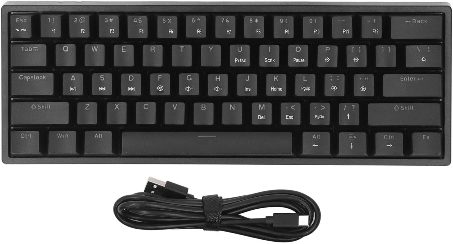 Mechanical Keyboard 61 Keys, Compact Gaming Keyboard with Dual Side Illumination