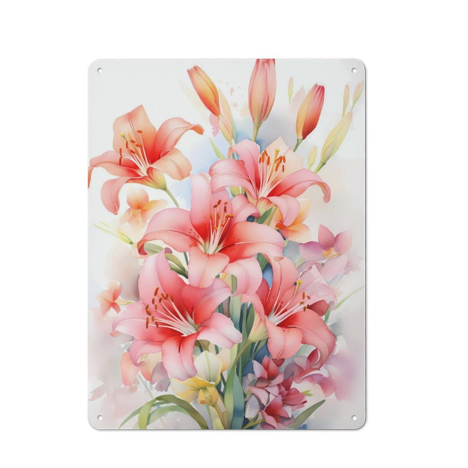 Junmoney Wild Lilies Flower Lily Rustic Tin Sign 40X30cm Featuring For Garage Wall, For Vintage Wall Decor Fans, For Home Office And Studio Walls
