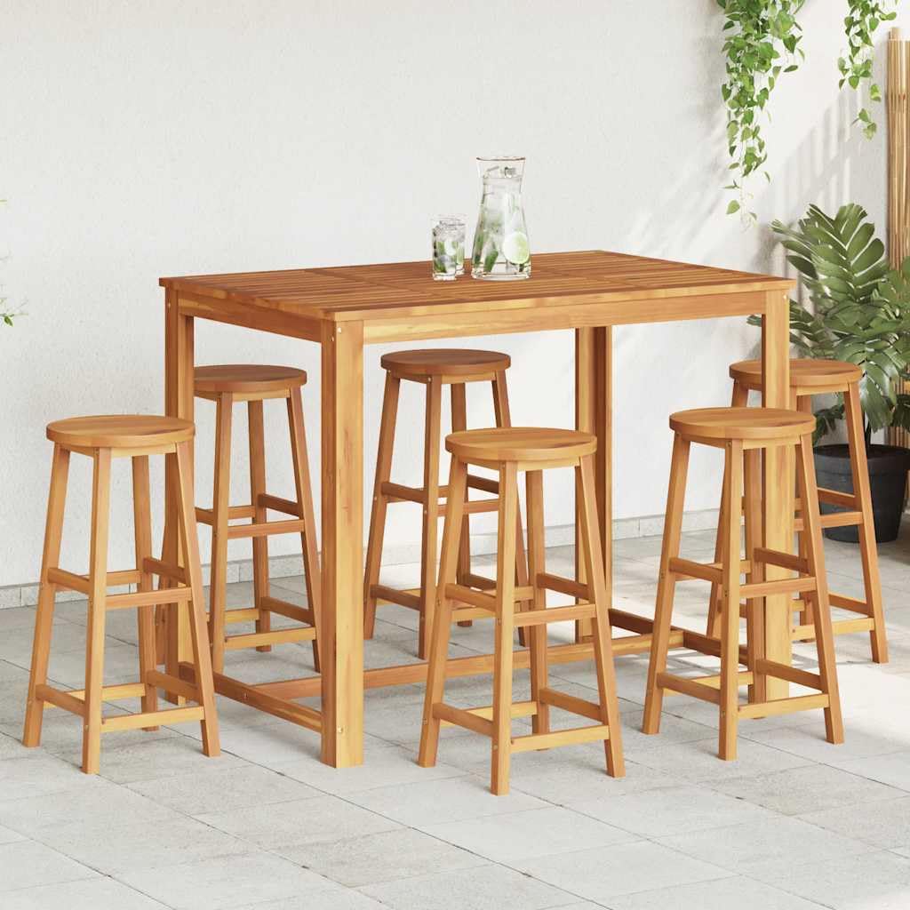 Tabourets de bar en bois massif d'acacia extérieurs 34x34x76 cm