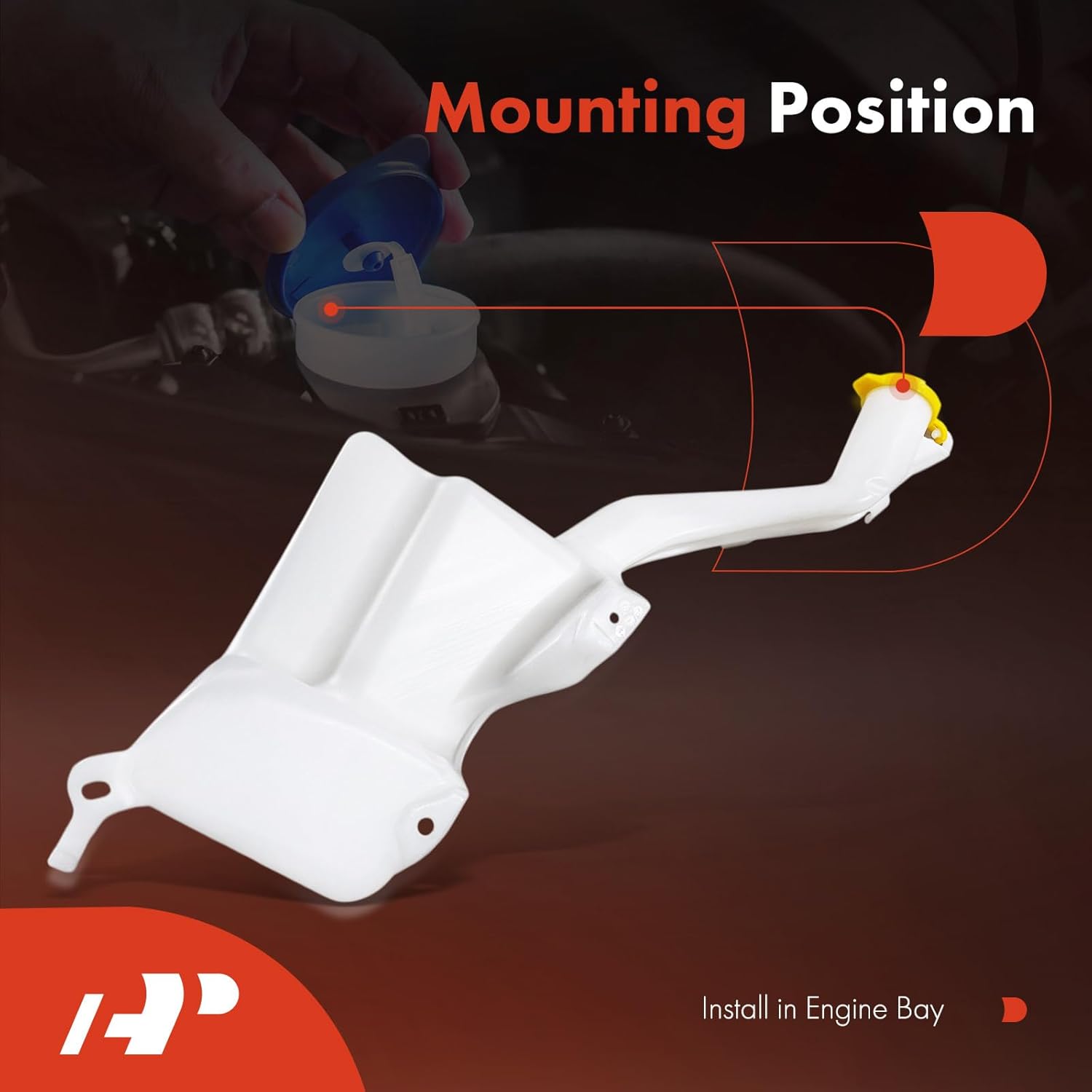 A-Premium Windshield Washer Reservoir Tank Assembly Compatible with Chrysler Neon 2001-2002 & Dodge Neon 2001-2005, SX 2.0 2003-2005 & Plymouth Neon 2001 - with Cap & Filler Neck & Bracket