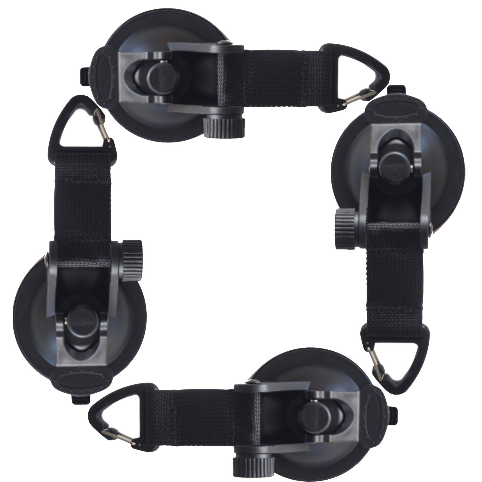 4 pack, Heavy Duty Vacuum Suction Cup Hooks Anchor with Straps ecuring, Strong Suction Cup Tie Downs, Camping Tarp Accessory as Car Side Awning,for Kitchen,Bathroom,Restroom,Jet Ski, Kayaks SUP