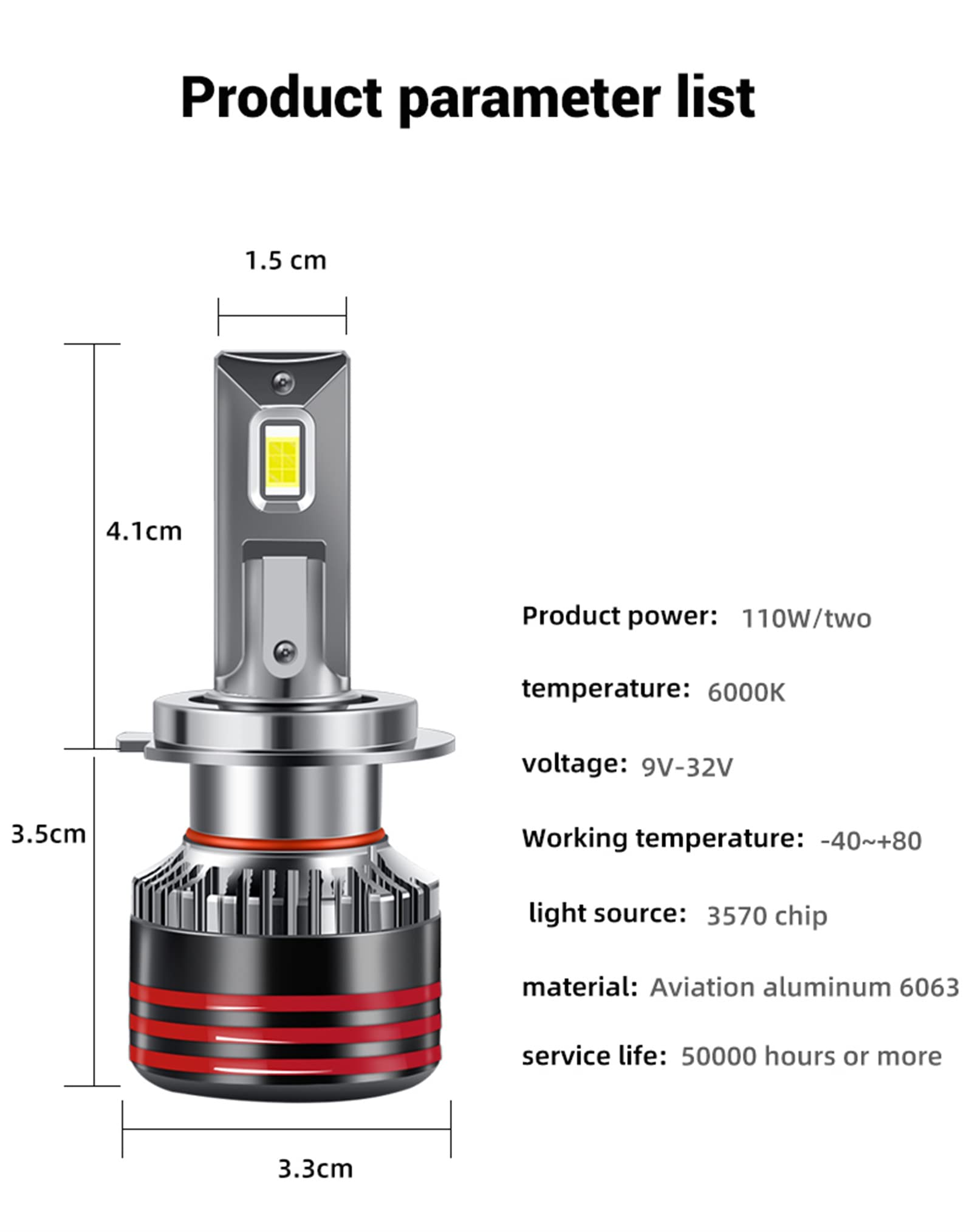 Lampadine Per Fari A LED, 350% Più Luminose, Kit Di Conversione Per Fari Abbaglianti E Anabbaglianti A LED Super Luminosi, Bianco Freddo 6000K, Formato Mini, Confezione Da 2,H4