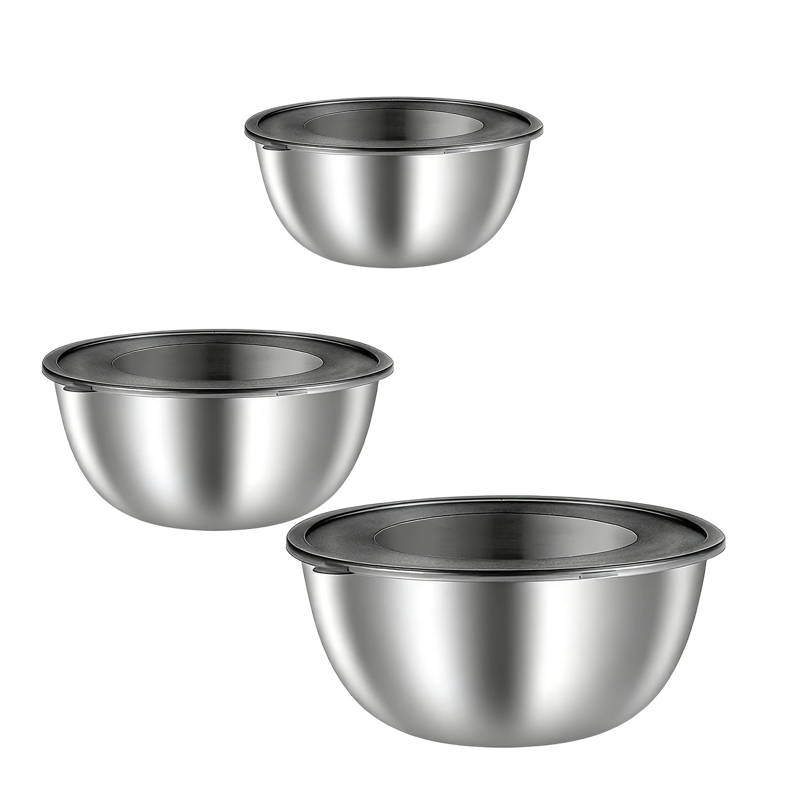 Stackable Stainless Steel Serving Bowls with Transparency Lid for Salads and Meal Preparation Food Storage Container Set with Top Food Storage Container for Entertaining and Daily Use Salad with Top