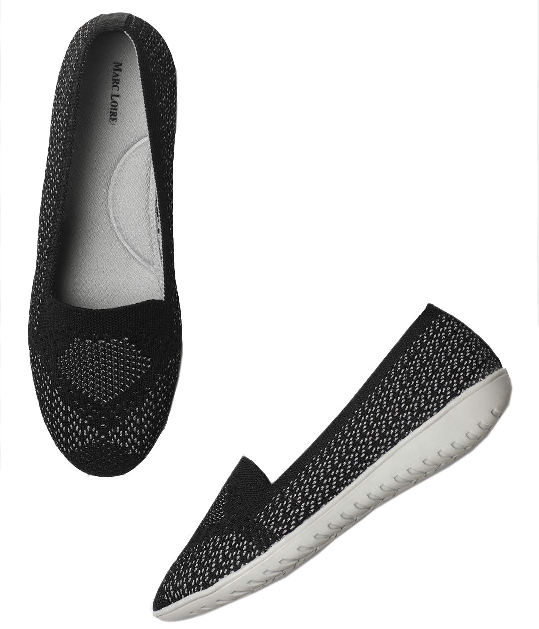 Marc LoireWomen's Athleisure Knitted Active Wear Slip-On Ballet Loafer Shoes for Daily Walking