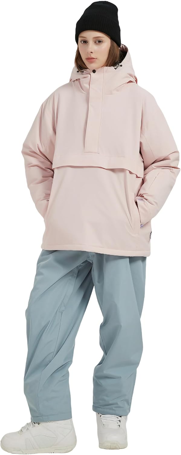Womens Mens Ski Snow Anorak Jacket Waterproof Hooded Warm Snowboarding Outwear Winter Baggy Oversize Zipper Coat