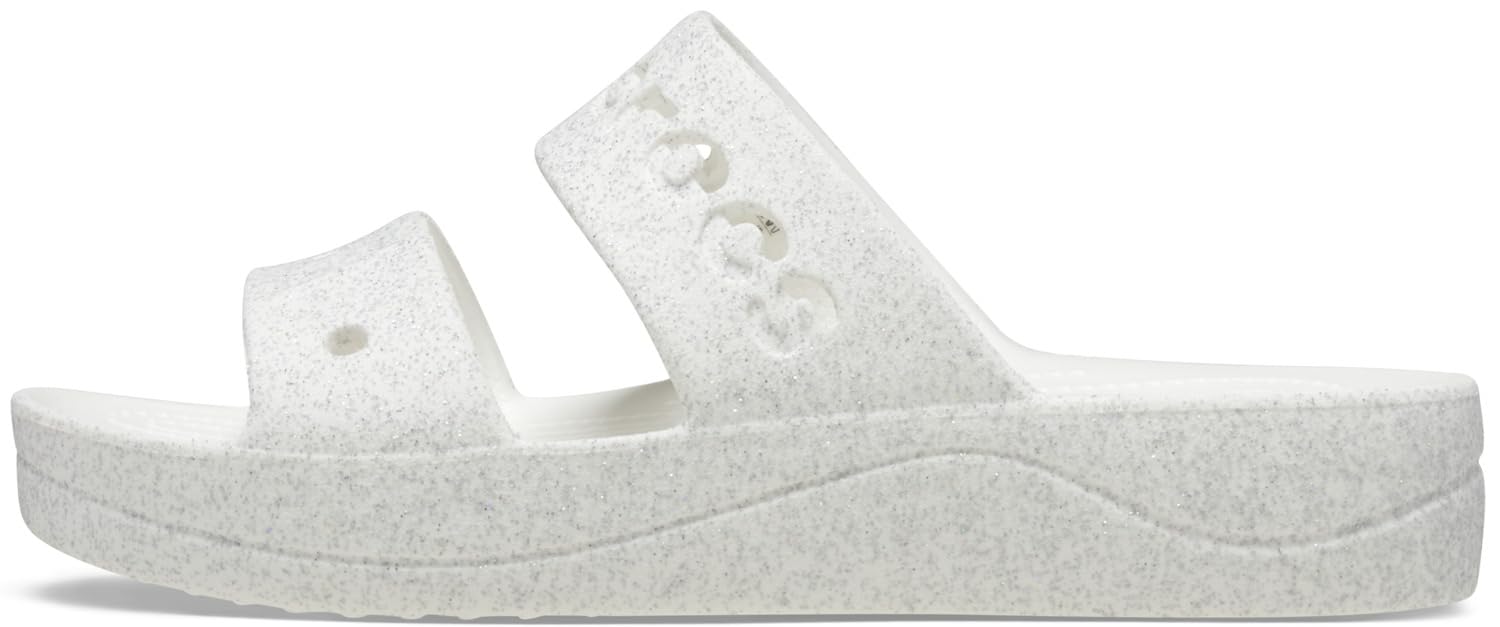 Crocs Women's Sandal, Baya Platform Glitter Sandal, White, 8 UK Women