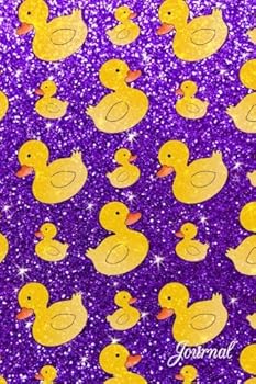 Paperback Journal: Faux purple glitter rubber ducks notebook Book