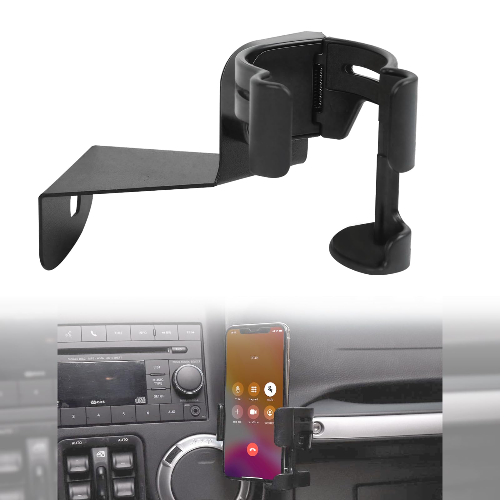 HSUTVXPRO Multi-Function Drink Cup Phone Holder, 2 in 1 Bolt-on Stand Bracket Organizer for 2018-2025 Jeep Wrangler JL JLU 4XE & Gladiator JT,