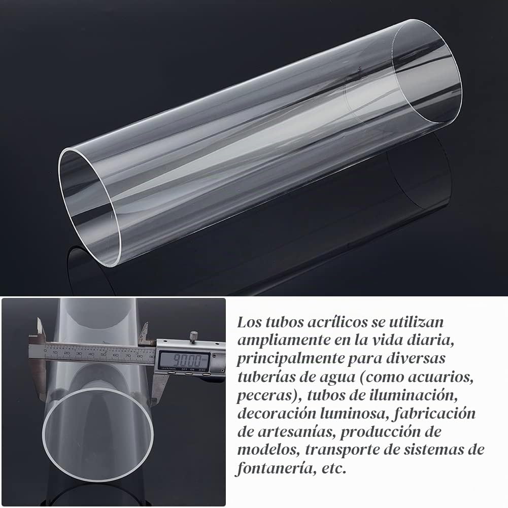OLYCRAFT Tubo redondo de acrílico transparente 305 x 90 mm manualidades lámparas acuario