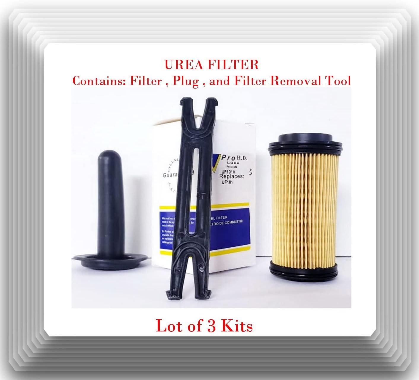 UF101v (3 Kits) of Diesel Exhaust Fluid DEF Urea Filter Cross-Reference 1457436033 3783187 5303604 2014774 V837079423 47364243 8981694030 47364243 RE554498 21516231 47364243 21516229 W74B191 (3)