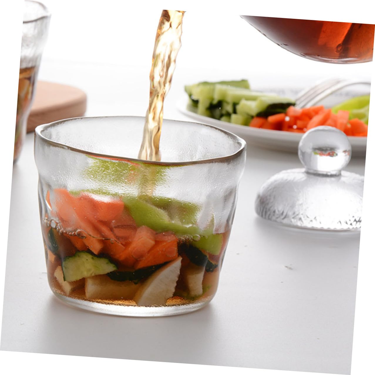 650ml Glas Gurkenglas mit Deckel Rundes Einmachglas für Gemüse Luftdicht Verschließbar Praktisches Gärglas für Küche und Restaurant
