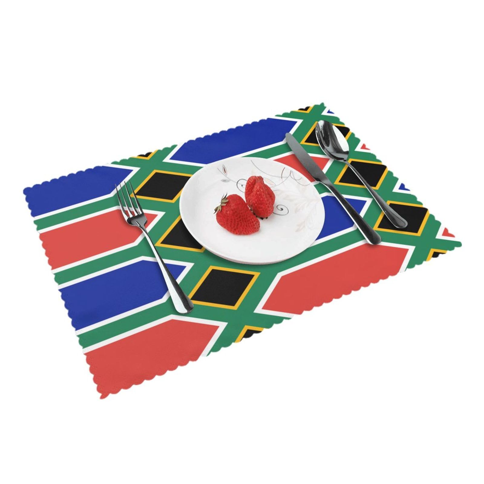 South Africa Flag Placemats For Dining Table Set Of 4 Heat Resistant Washable Kitchen Parties Coffee Table Decor