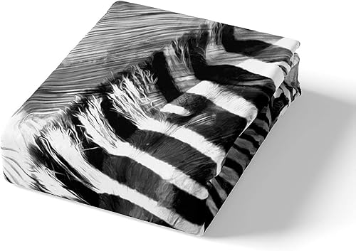 Miniatura 2 de Feelyou Zebra Sheets Wildlife - Juego de sábanas con estampado de cebra negra y blanca con estampado de cebra safari, 1 sábana bajera ajustable con