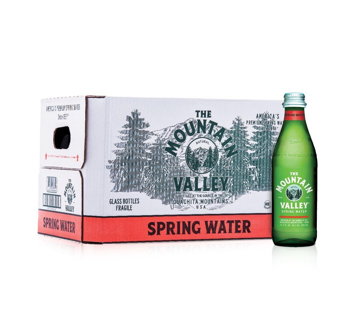 Mountain Valley Glass Spring Water 333ML 11.3 FL OZ 12 Packed in a Voodoux Sales Package