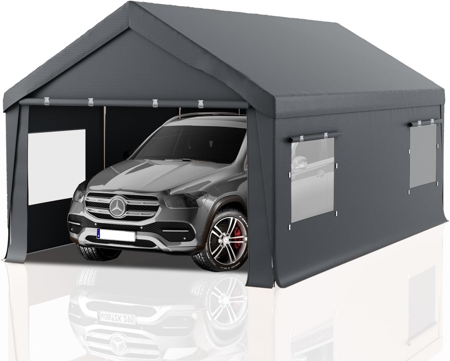 Carport 10x20 Heavy Duty Portable Garage,Carport Canopy with Roll-Up Windows & Doors,Portable Garages and Shelters with Removable Sidewalls,Car Tent Garage with All-Season Tarp for Truck Tractor Bike