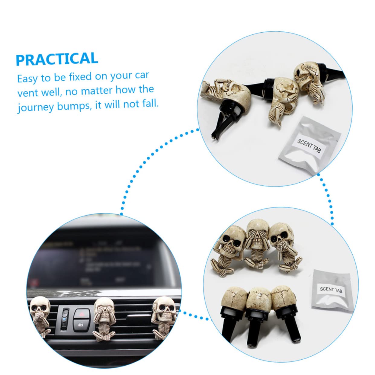SOLUSTRE 15stücke Teiliges Skull Auto Lüftungsclip Dekorative Aromatherapie Clips Für Auto-innenraum Langlebig Und Luftreinigend Einzigartiges Design Für Stilvolle Autodekoration
