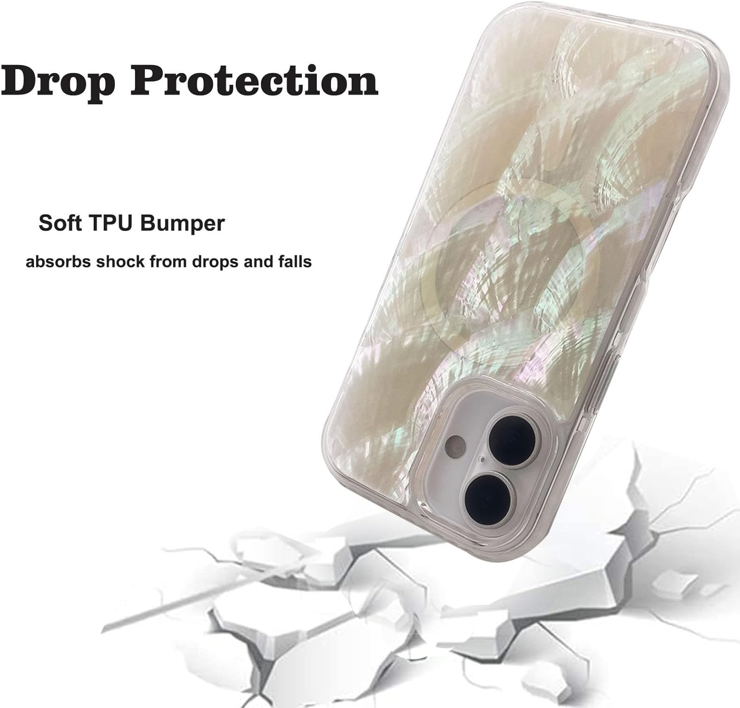 Magnetic Case for iPhone 17 6.3 inch Compatible with MagSafe Bling Shiny Real Seashell Pattern| Cute for Girls Women | Military Grade Dropproof | Protective Phone Cover | Beige Mother of Pearl