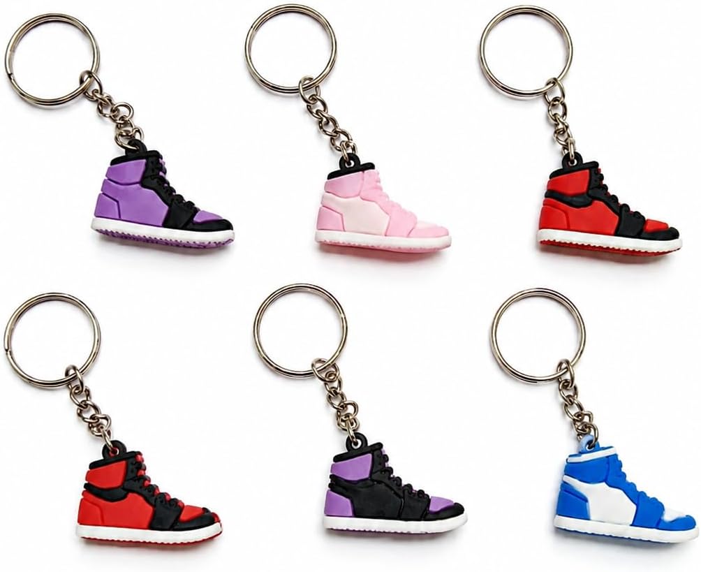 12 Pack Sneaker Keychain Set High Top Shoe Key Ring Shoe Charm