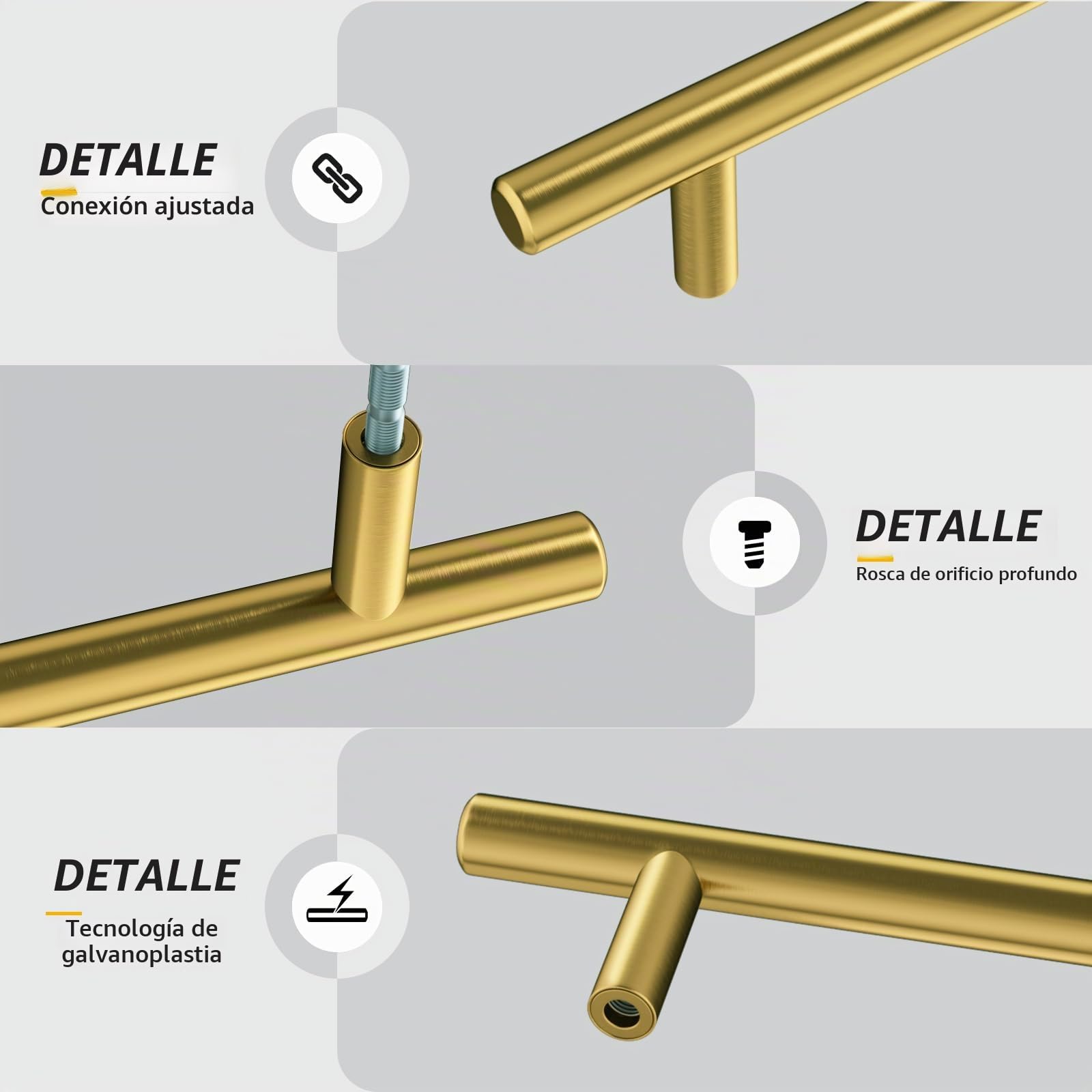 Goldenwarm 5 Piezas Tiradores Cajones 160mm Tirador Mueble Cocina Dorado Cepillado Acero Inoxidable Armarios de Cocina Para Puertas y Armarios de Ropa