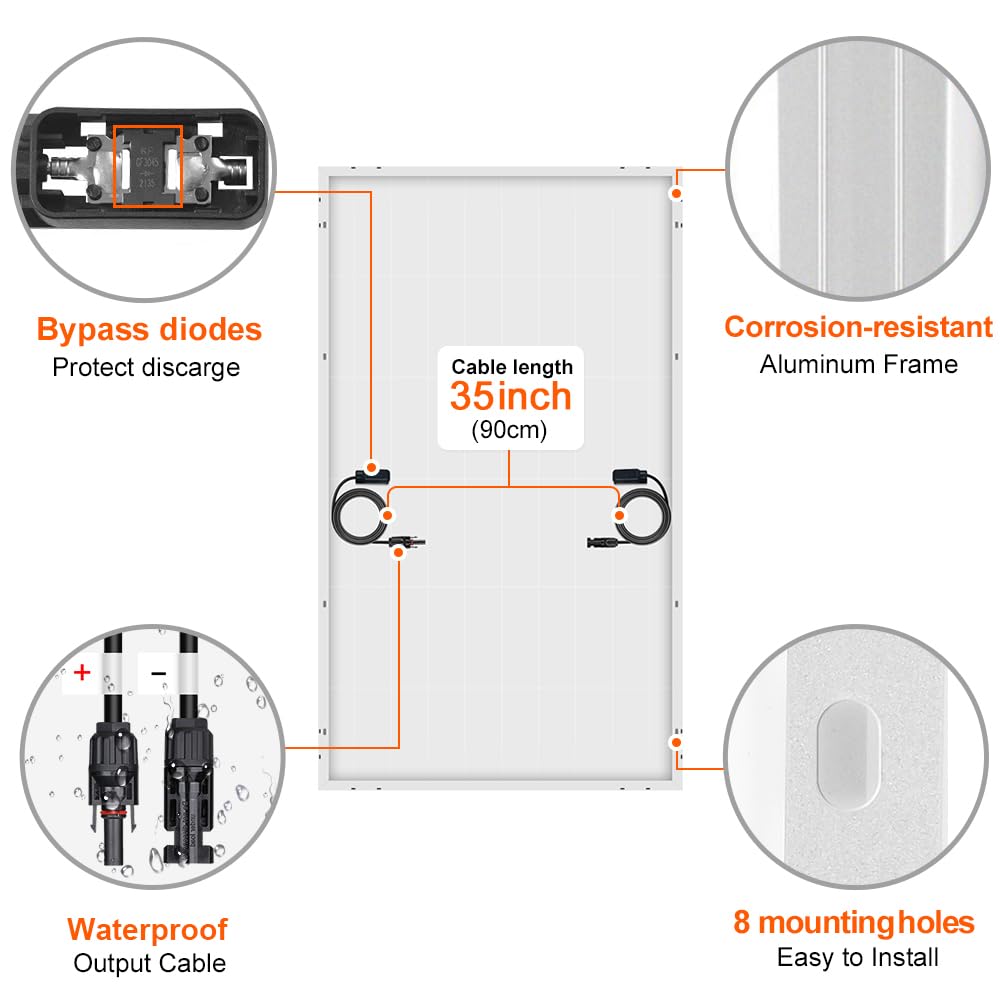 DOKIO 2PC Panneau Solaire 100W 18V Photovoltaïque Monocristallin 200W
