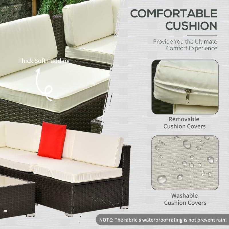 Outdoor Furniture Set, Outdoor Furniture,Patio Conversation Sets,7-Piece PE Rattan Patio Furniture Outdoor Dining Conversation Sectional Set with Coffee Table, Lounge Wicker Chairs