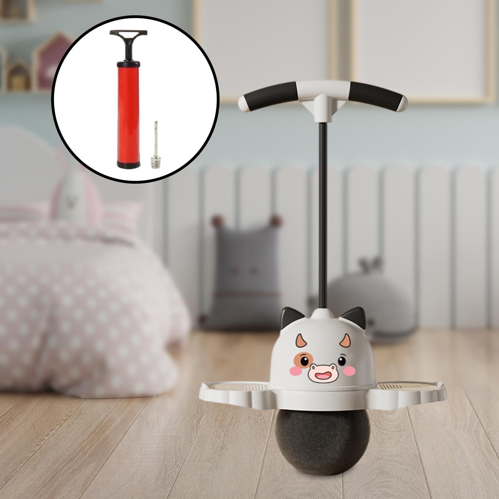 Pogo Ball mit Griff Kinder Sprungspielzeug Balancierbrett Balanceboard Hüpfball mit Pumpe für Sensorisches Training für Zuhause Motorikschulung, Schwarz